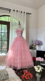 Cute Pink Sweetheart Neck Tulle Princess A-Line Prom Dress HZ1022