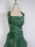 Vintage Dark Green Halter Neck Floral Mini Homecoming Dress HZ1022