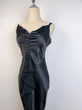Elegant Black Strapless Satin Mermaid Homecoming Dress HZ1022