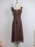 Vintage Brown 3D Flower Braided Homecoming Dress HZ1022