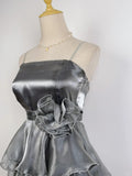 Vintage Laser Silver Strap Cake Skirt Homecoming Dress HZ1022