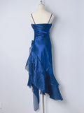 Beautiful Mermaid Spaghetti Strap Ice Blue Irregular Skirt Homecoming Dress HZ1022