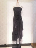 Beautiful Mermaid Spaghetti Strap Ice Blue Irregular Skirt Homecoming Dress HZ1022