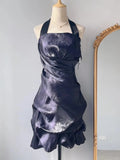 Elegant Halterneck Floral Skirt Homecoming Dress HZ1022