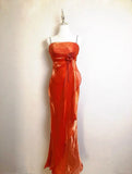 Beautiful Orange Shoulder Strap Laser 3D Flower Mermaid Prom Dress HZ1022