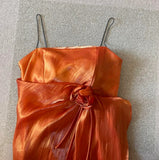 Beautiful Orange Shoulder Strap Laser 3D Flower Mermaid Prom Dress HZ1022