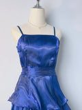 Cute Royal Blue Cake Skirt A-line Long Prom Dress HZ1022