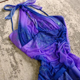 Sparkling Galaxy Chiffon Halter Neck Glitter Purple Prom Dress HZ1022