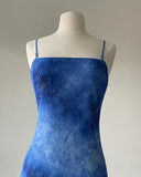 Stunning Blue Spaghetti Strap Beaded Fitted Prom Dress HZ1022