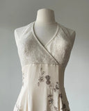 Elegant White Halter Neck Chiffon Beaded Prom Dress HZ1022