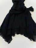 Cute Black Chiffon Strap Mini Homecoming Dress HZ1022