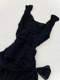 Cute Black Chiffon Strap Mini Homecoming Dress HZ1022