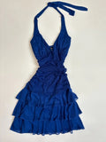 Elegant Royal Blue Halter Neck Chiffon Mini Homecoming Dress HZ1022