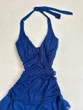 Elegant Royal Blue Halter Neck Chiffon Mini Homecoming Dress HZ1022