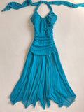 Simple And Elegant Blue Chiffon Waist Homecoming Dress HZ1022