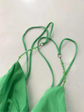 Beautiful Green Spaghetti Strap Pleated Chiffon Irregular Homecoming Dress HZ1022