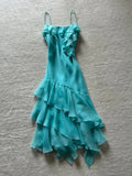 Beautiful Blue Chiffon Ruffle Homecoming Dress HZ1022
