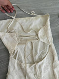 Spaghetti Strap White Embroidered Tie Back Mini Homecoming Dress HZ1022