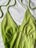 Green Shimmering Halterneck Chiffon Mini Homecoming Dress HZ1022