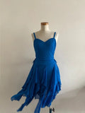 Lovely Royal Blue Chiffon Ruffle Spaghetti Strap Homecoming Dress HZ1022