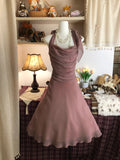 Elegant Brown Halter Sleeveless Chiffon Homecoming Dress HZ1022