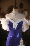 Sparkling One Shoulder Violet Sequin Mermaid Long Prom Dress HZ1022