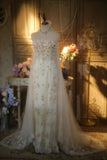 Elegant White Strapless Beaded Lace Trim Shiny Long Prom Dress HZ1022