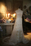 Elegant White Strapless Beaded Lace Trim Shiny Long Prom Dress HZ1022