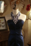 Elegant and Noble Navy Halter Beaded Mermaid Floor Length Prom Dress HZ1022