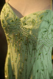 Fresh Green Chiffon Beaded Backless Mermaid Long Prom Dress HZ1022