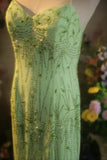 Fresh Green Chiffon Beaded Backless Mermaid Long Prom Dress HZ1022