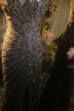 Elegant Gradient Gray Halter Neck Beaded Mermaid Prom Dress HZ1022
