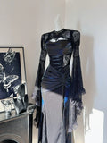 Stunning Black Mermaid Strap Lace Drawstring Prom Dress HZ1022