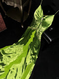 Fresh Green Spaghetti Strap Satin Long Prom Dress HZ1022