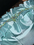 Elegant Mint Green Satin Beaded Strapless Long Prom Dress HZ1022
