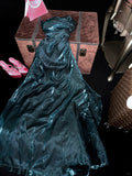 Chic Dark Green Strapless Herringbone Satin Prom Dress HZ1022