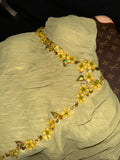 Beautiful Yellow Tulle One Shoulder Flower Diamond Long Prom Dress HZ1022