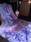 Charming Purple Sequin Spaghetti Strap Satin Long Prom Dress HZ1022