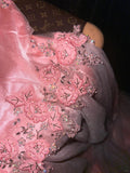 Cute Pink Strapless Beaded Tulle Princess Prom Dress HZ1022