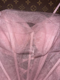 Cute Pink Spaghetti Strap Glitter Tulle Herringbone Puffy Prom Dress HZ1022