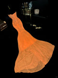Sexy Orange Sweetheart Neck Mermaid Beaded Sequin Long Prom Dress HZ1022