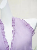 Flowing Chiffon Backless Purple Halter Neck Ruffled Long Prom Dress HZ1022
