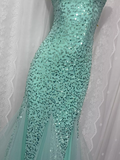 Sexy Sequined Strapless Mesh Mermaid Prom Dress HZ1022