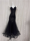 Sexy Sequined Strapless Mesh Mermaid Prom Dress HZ1022