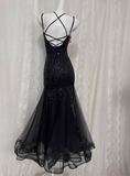 Sexy Sequined Strapless Mesh Mermaid Prom Dress HZ1022