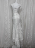 Pretty Mermaid White Embroidered Strapless Mermaid Prom Dress HZ1022