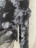 Soft Printed Lace One Shoulder Ruffle Slit Prom Dress HZ1022
