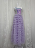 Elegant Purple One Shoulder Sequined Layered Tulle Long Prom Dress HZ1022