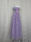 Elegant Purple One Shoulder Sequined Layered Tulle Long Prom Dress HZ1022