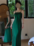 Vintage Dark Green Strapless Slim Fit Elegant Prom Dress HZ1022
